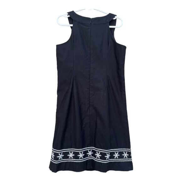 Talbot's Black Dress with White Embroidered Hem Back Zip Fully Lined Girl's 7 - Picture 4 of 4